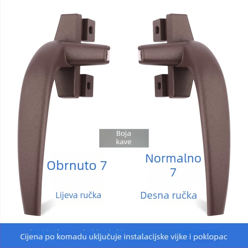Okno ručka od aluminijske legure, okrugla ručka, obliku 7, set lijevo-desno