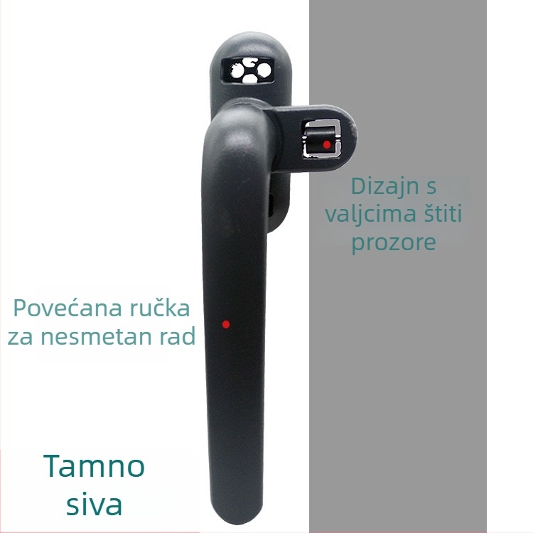 Debela valjkasta ručica za prozor od aluminijske legure, pogodna za krilne i klizne prozore, model H006