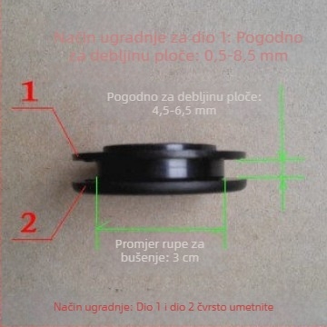 Staklena vrata: okrugla plastična klizna ručka s otvorom Ø30 mm, spojni plug-in sustav za klizna vrata i prozore, drvo-aluminijska legura