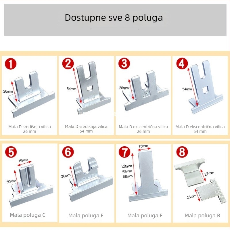Aluminijska kvaka za vrata i prozore s termalnim prekidom, za unutarnje otvaranje i unutarnje preklapanje; kvaka za prozor s vanjskim otvaranjem
