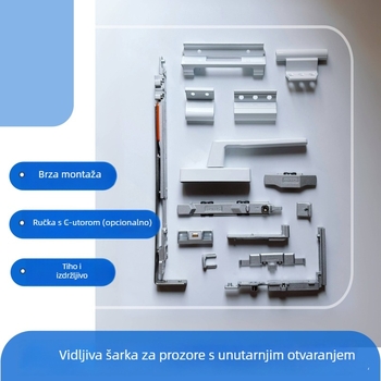 Šarke za prozore s otvaranjem prema unutra i nagibom prema unutra, dodaci od cinkovog legura za aluminijske prozore, velike skrivene šarke za sjeverne regije, model Mhy010