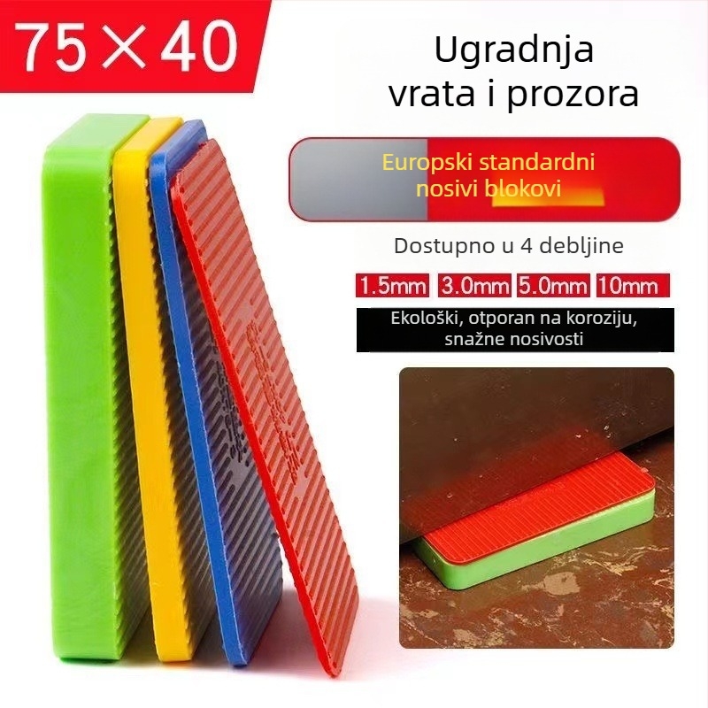 Specijalna otporna na koroziju podložna pločica za vrata i prozore, nosivo opterećenje, europski standard, plastična podložna brtvila za montažu na aluminijski okvir vrata, čvrsta brtva