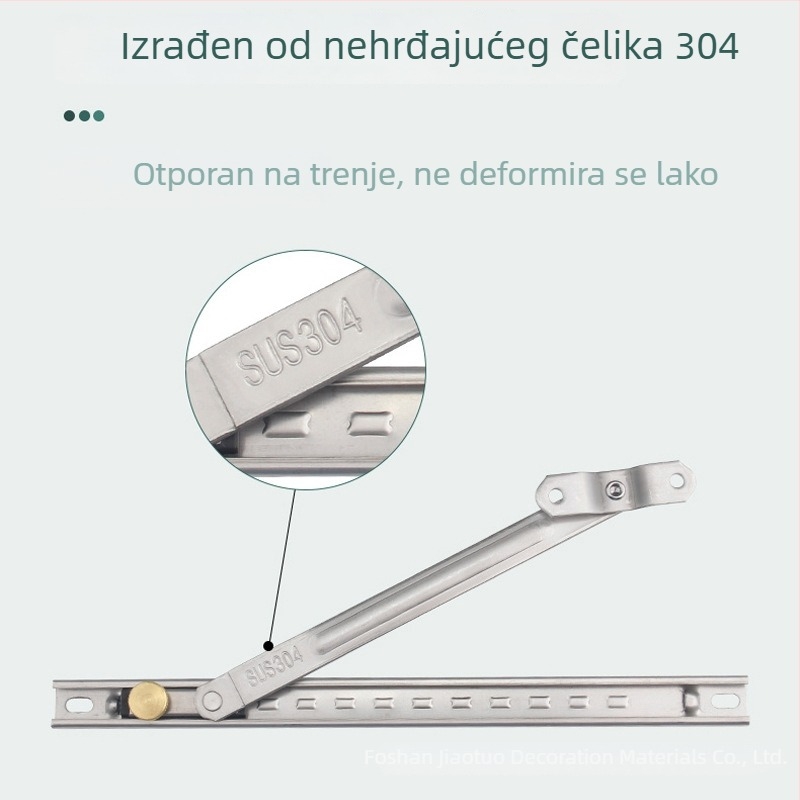 Nerđajući čelični držač za prozor s limiterom vjetra, dvostruki klizni nosač za krilne prozore