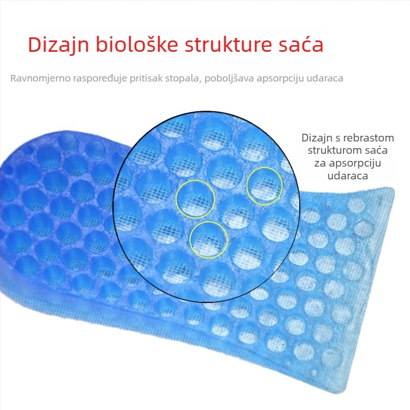 Silikonski poluvložak s heksagonalnom strukturom za povećanje visine – unisex, nevidljiv, podesiv, udoban, pogodan za razne cipele