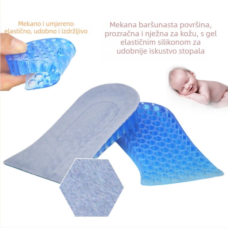 Silikonski poluvložak s heksagonalnom strukturom za povećanje visine – unisex, nevidljiv, podesiv, udoban, pogodan za razne cipele