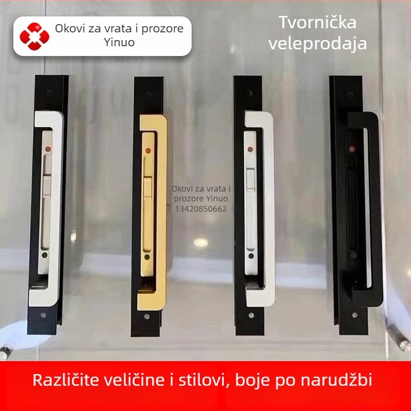 Yinuo kvaka za klizna vrata od aluminijske legure s oksidiranim završetkom, velika ručka, termalni most