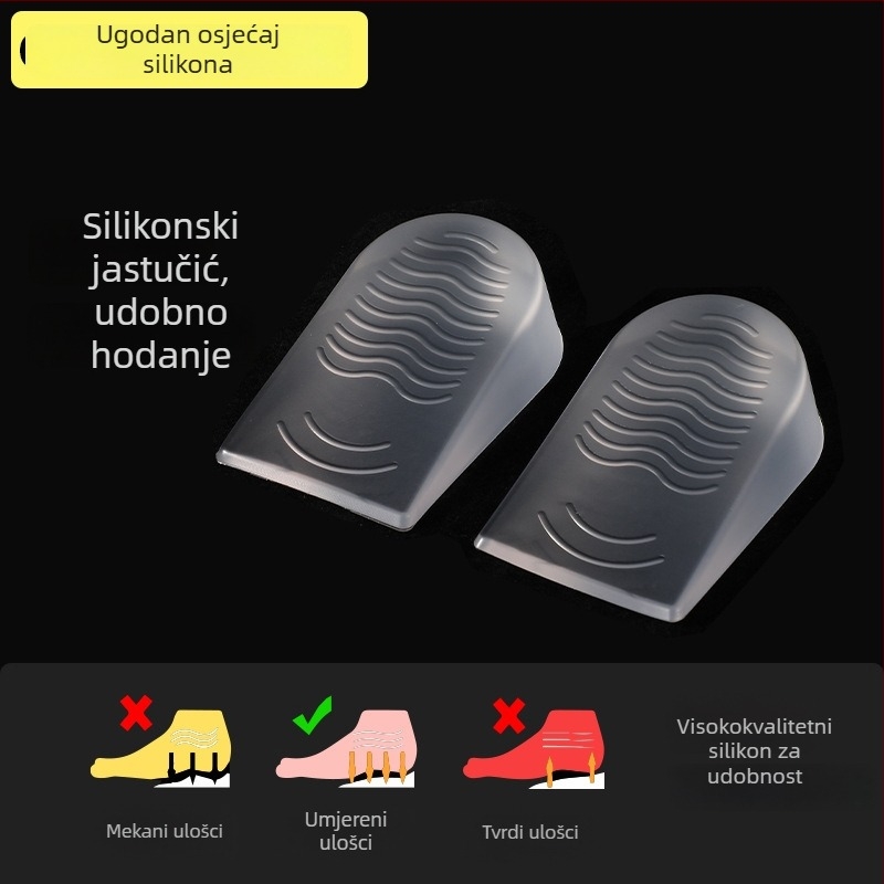 Prozirni silikonski jastučić za petu s apsorpcijom šokova, protuklizni, mekan, s povećanjem za pola broja