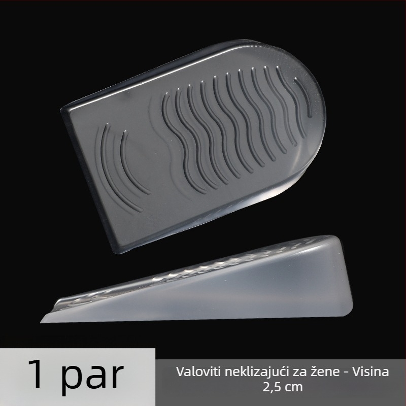 Prozirni silikonski jastučić za petu s apsorpcijom šokova, protuklizni, mekan, s povećanjem za pola broja