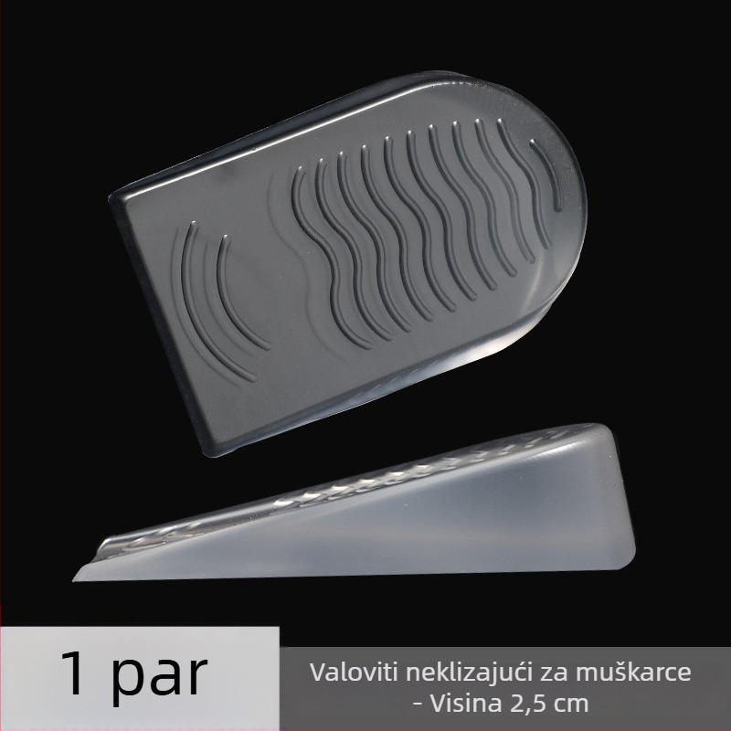 Prozirni silikonski jastučić za petu s apsorpcijom šokova, protuklizni, mekan, s povećanjem za pola broja