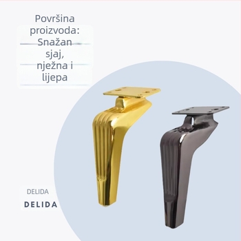 Metalne noge namještaja s vertikalnim prugama i oblikom srpa, za kauč, stolić i noćni ormarić
