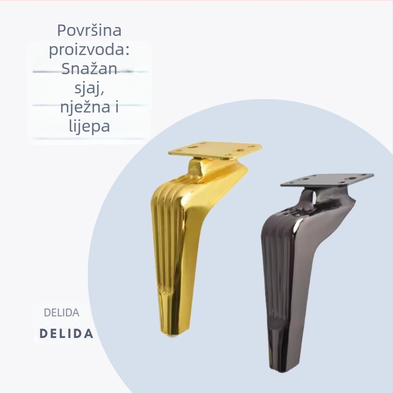 Metalne noge namještaja s vertikalnim prugama i oblikom srpa, za kauč, stolić i noćni ormarić