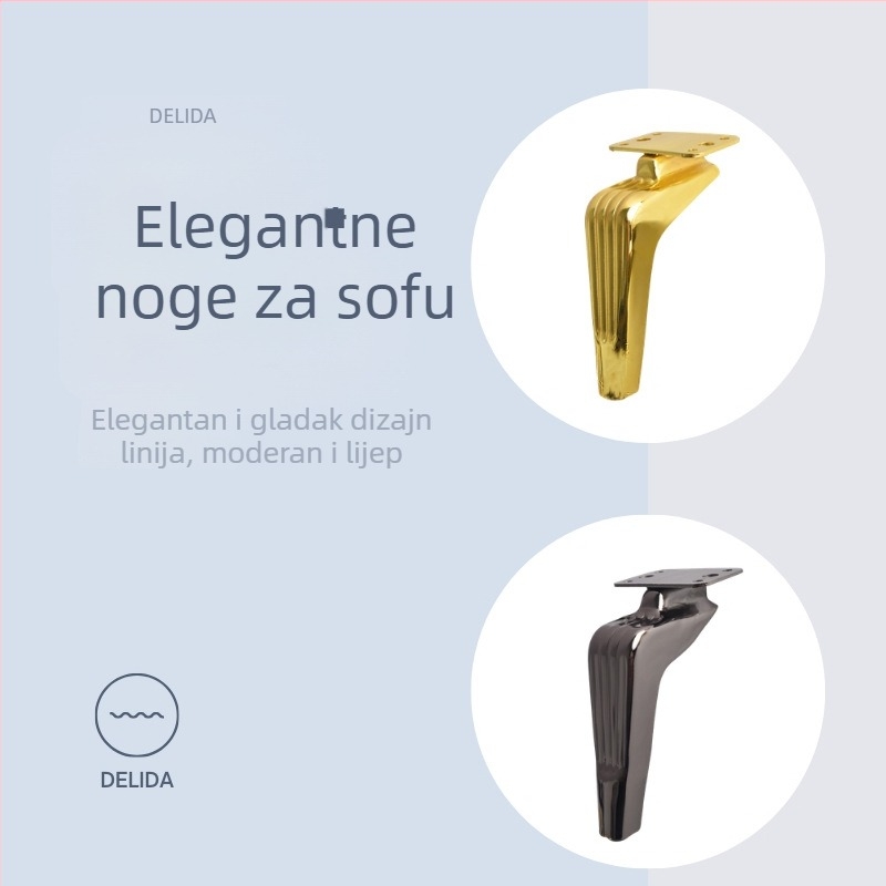 Metalne noge namještaja s vertikalnim prugama i oblikom srpa, za kauč, stolić i noćni ormarić