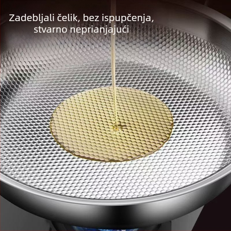 Titanska tava s ravnim dnom, bez premaza, neprijanjajuća, vrhunska, za kućnu upotrebu, debelo dno za steak