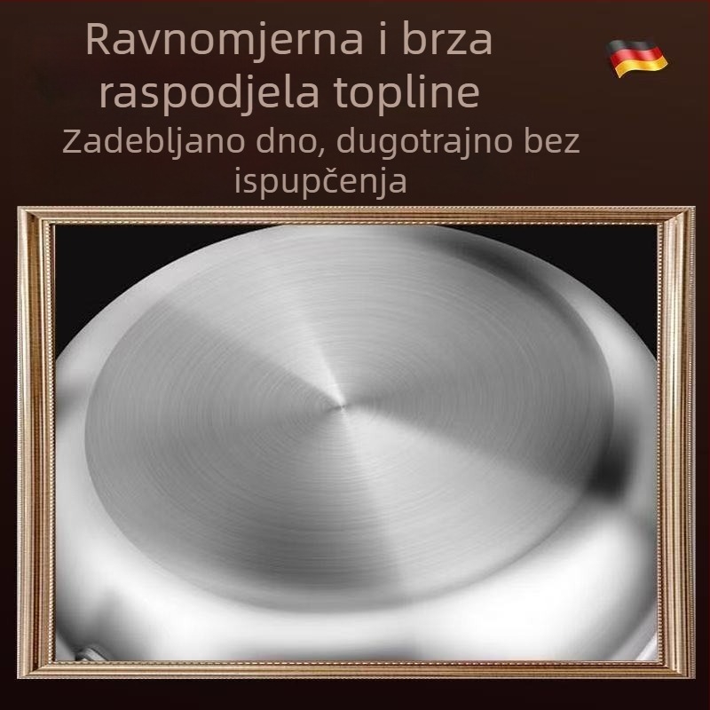 Titanska tava s ravnim dnom, bez premaza, neprijanjajuća, vrhunska, za kućnu upotrebu, debelo dno za steak