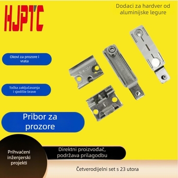 Nerđajući čelični zaključni bod za aluminijske prozore i vrata s termičkim prekidom – držač klizne brave, mrežni prozor, protivprovalni zaključak za otvore, komplet sa 23 utora, četverodjelni set