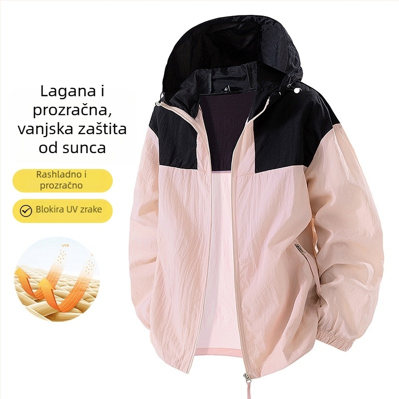 Unisex vanjska planinska jakna, lagana, UV zaštita UPF50+, vjetrovita i prozračna, s kapuljačom