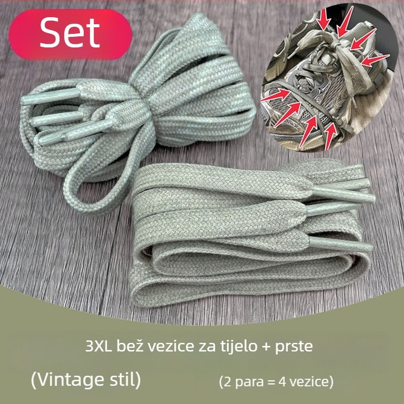 Vezice za tenisice Paris Dad Shoes, veličina 3XL, vezice s užetom na vrhu prsta, bež boje plosne pruge, DIY izvorna boja umetak