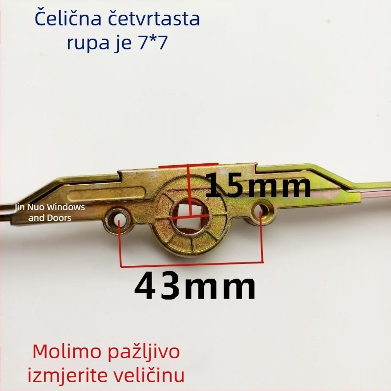 Cinkova legura za unutarnje otvaranje prozora: prijenosna šipka, spojni dio, ručica s blokadom i pribor