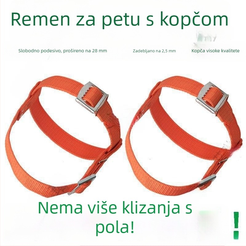 Set za penjanje po stupovima za električare: kaiševi za stopalo s kopčom, trake za penjanje po stupovima, šire i deblje trake za petu, metalne vezice za cipele
