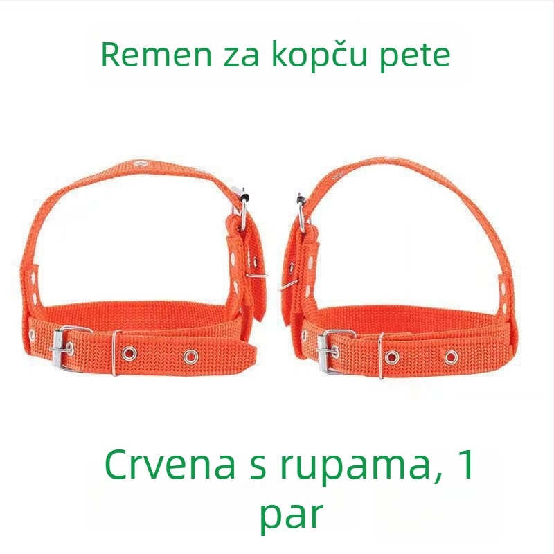 Set za penjanje po stupovima za električare: kaiševi za stopalo s kopčom, trake za penjanje po stupovima, šire i deblje trake za petu, metalne vezice za cipele