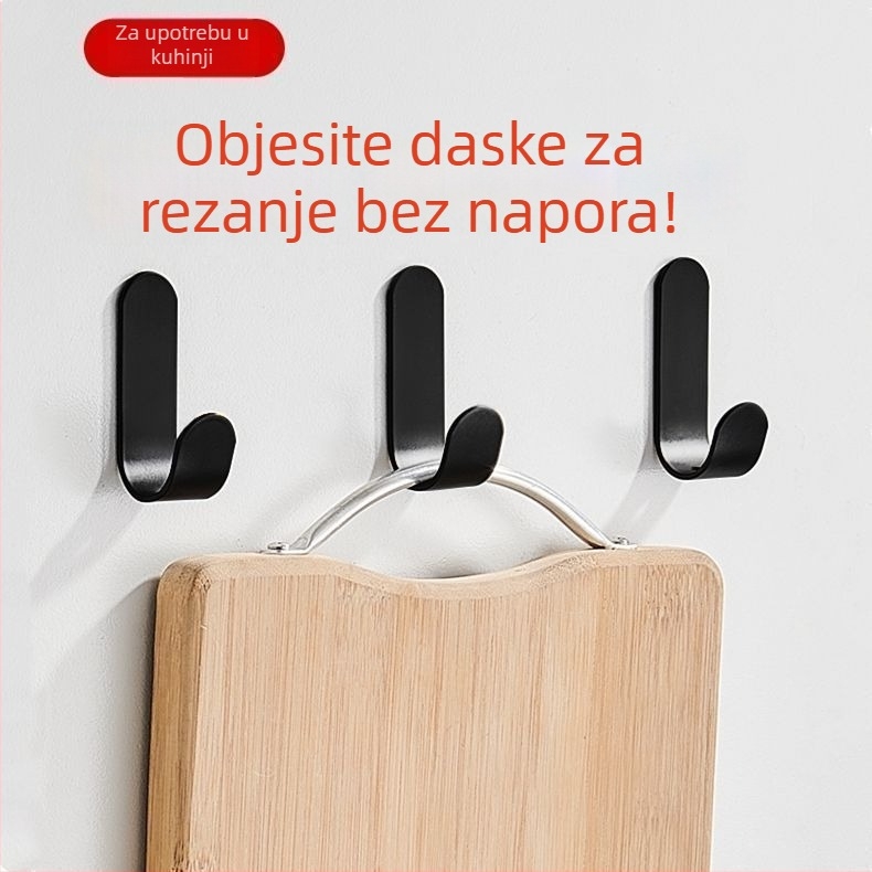 Vješak za zid bez bušenja, s jakim ljepilom, grafitno siva, nosivost 3–5 kg, za kuhinju i kupaonicu