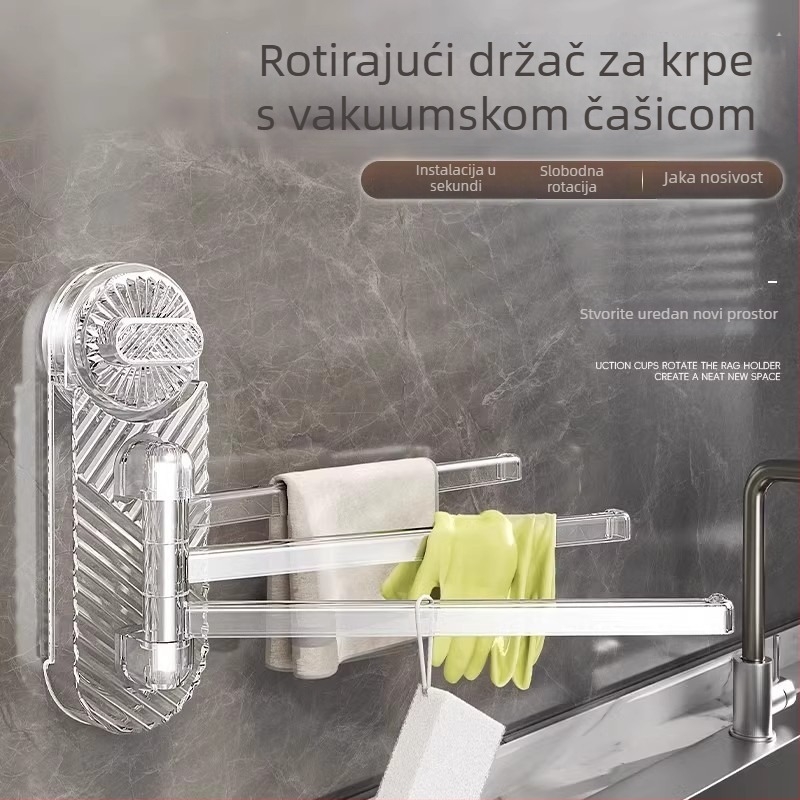 Okretni držač krpa za kuhinju i ručnike, zidni odvodni stalak s kukom za vješanje