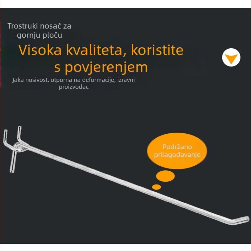 Fenggu Metalni trojnožni kuka za perforiranu ploču, jednostruki kuka za policu, nosivost 10–15 kg