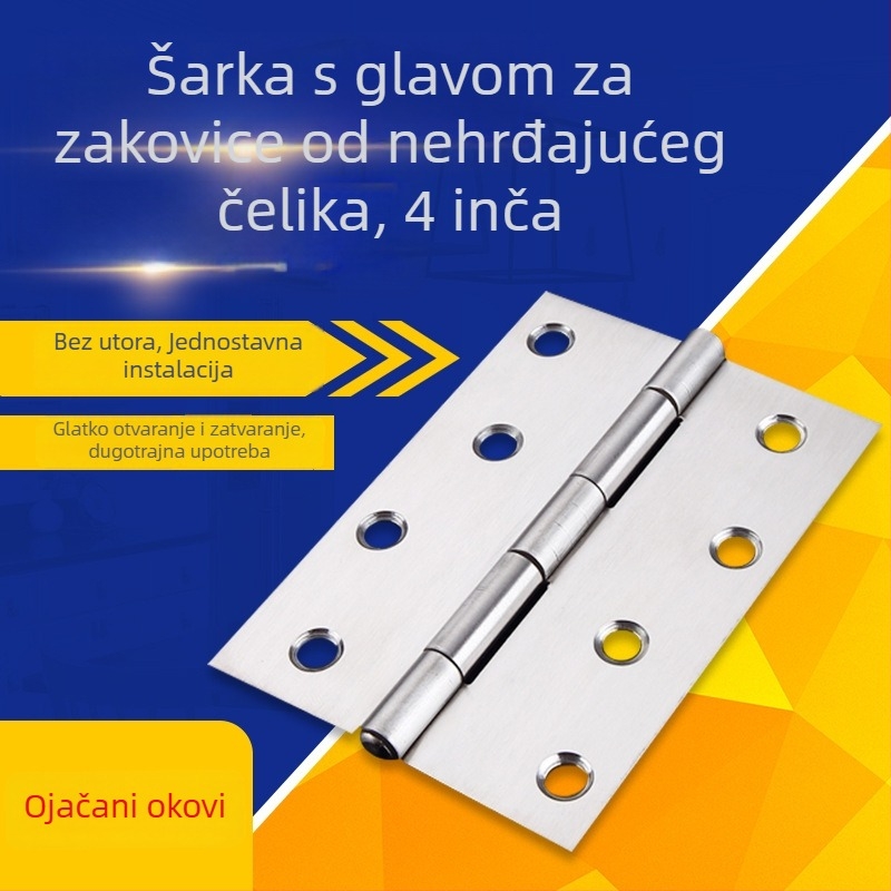 Panta od nehrđajućeg čelika, 4 inča za masivne drvene vrata i ormare, s glavom nita