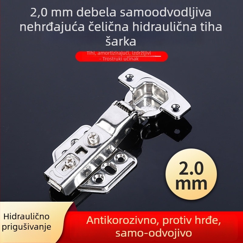 Hidraulijski šarniři od nehrđajućeg čelika za vrata ormarića i garderobe, sa tihim zatvaranjem