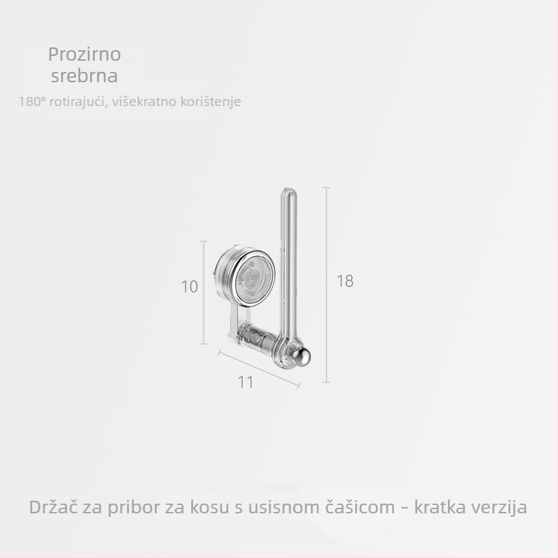 Rotirajući držač za kosu i nakit s vakuumskim pričvršćivanjem, zidni u kupaonici