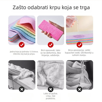 Višeslojna duga mikrofiber krpa za posuđe – može se lako pocepati, vrlo upija, za mokro i suho korištenje