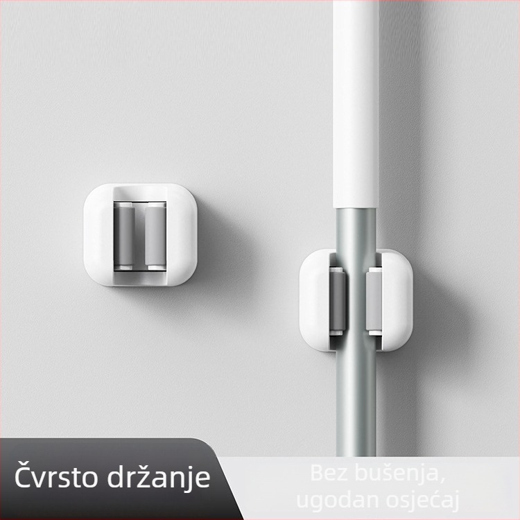 Ojačani klip za mop, montaža bez bušenja na zid kupaonice, snažan kuka za mop, ABS materijal