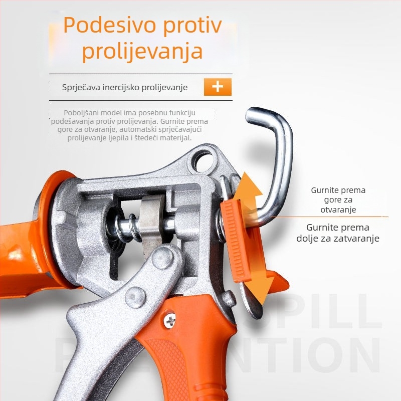 Pištolj za ljepilo za staklo s 360° rotirajućom debelom ručkom, sve-u-jedan – ručno/automatsko lijepljenje stakla.