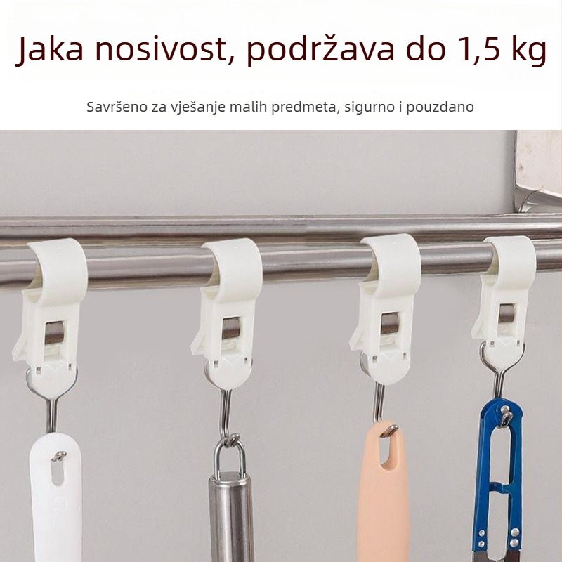 Veliki klips za cijev u kuhinji, bez bušenja, držač za ručnike s rotirajućom šipkom