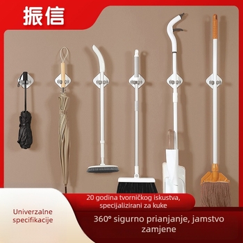 Zhenxin Snažan bezbušični držač mop-a, kuka za kupaonicu bez bušenja, višenamjenski debeli klips za mop