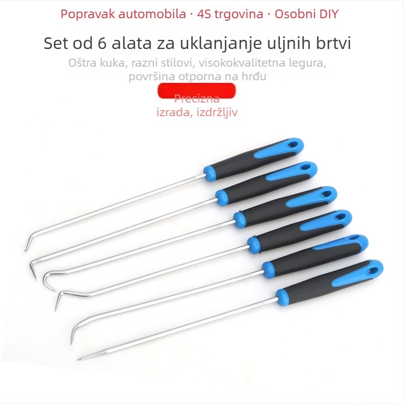 Mini alat za auto popravak: kuka za brtvilo i O-prsten, alat za izvlačenje mrežice prozora, podizni alat i odvijač