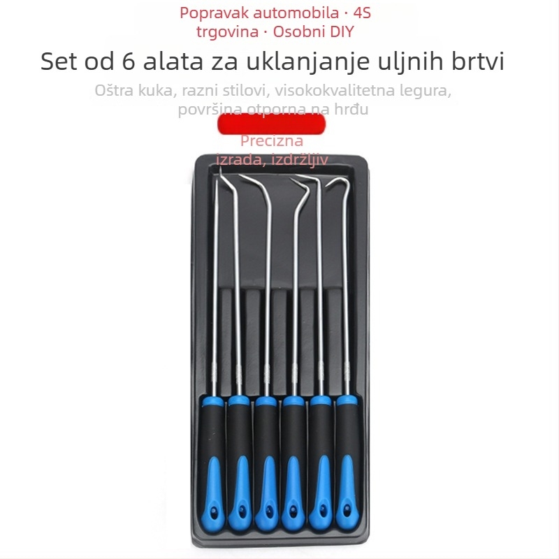 Mini alat za auto popravak: kuka za brtvilo i O-prsten, alat za izvlačenje mrežice prozora, podizni alat i odvijač