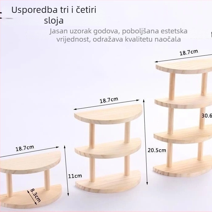 Stalak za naočale od masivnog drveta sa ljestvama, četiri razine