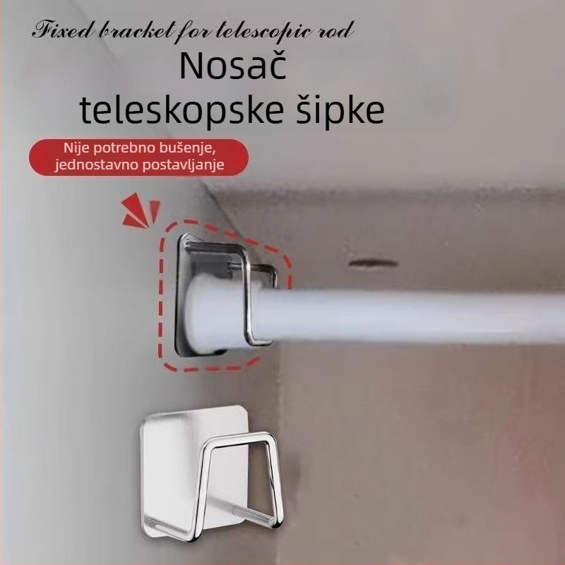 Držač zavjese bez bušenja za vodoravnu šipku, klip za zavjese na vrata, kukica i teleskopsku potporu
