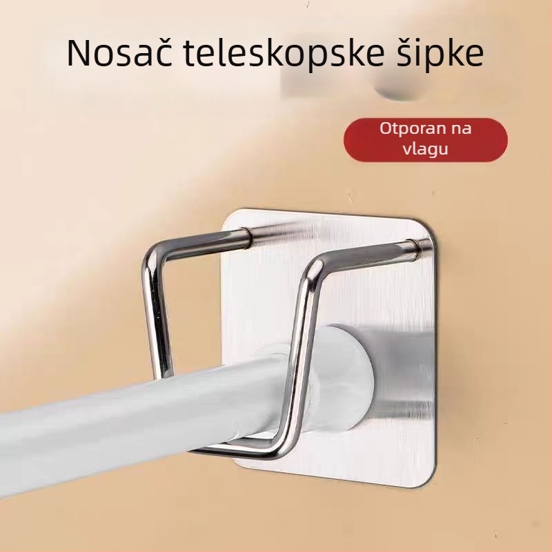 Držač zavjese bez bušenja za vodoravnu šipku, klip za zavjese na vrata, kukica i teleskopsku potporu