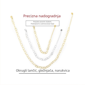 S925 sterling srebro – lanac s privjeskom cvijeta i velikim kružnim karikom, za ogrlicu, narukvicu, gležanj i choker