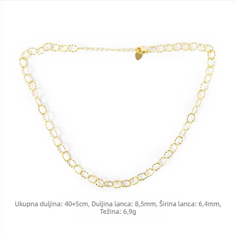 S925 sterling srebro – lanac s privjeskom cvijeta i velikim kružnim karikom, za ogrlicu, narukvicu, gležanj i choker