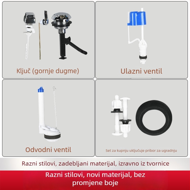 Staro-modni dijelovi spremnika za WC s ventilima za dovod vode i ispuštanje