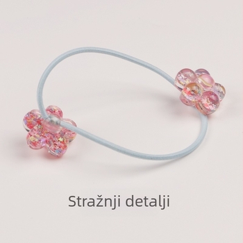 Dodatak za kosu u korejskom stilu s cvijetom pet latica u nijansi scallion-powder, dvostruka gumica