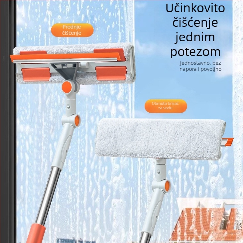 Teleskopni alat za čišćenje prozora visokih zgrada s dvodijelnim rotirajućim spojem, suho i mokro čišćenje, proširivi vodeni strugač