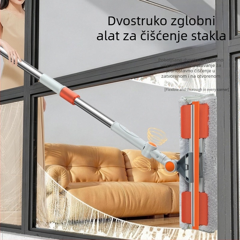 Teleskopni alat za čišćenje prozora visokih zgrada s dvodijelnim rotirajućim spojem, suho i mokro čišćenje, proširivi vodeni strugač
