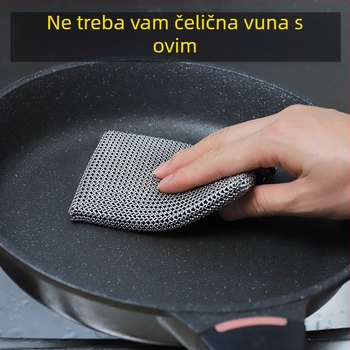 Mreža za čišćenje lonaca i posuđa od nehrđajućeg čelika 316 s silikonim premazom, bez otpuštanja vlakana