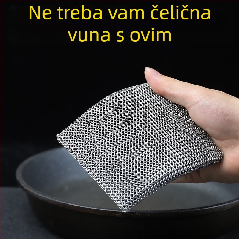 Mreža za čišćenje lonaca i posuđa od nehrđajućeg čelika 316 s silikonim premazom, bez otpuštanja vlakana