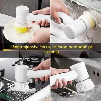 Pet-dijelni bežični ručni električni set četkica za čišćenje kuhinje – punjiv, za pranje posuđa i lonaca