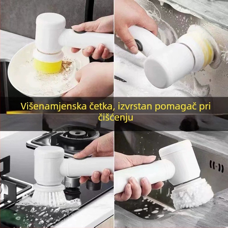 Pet-dijelni bežični ručni električni set četkica za čišćenje kuhinje – punjiv, za pranje posuđa i lonaca